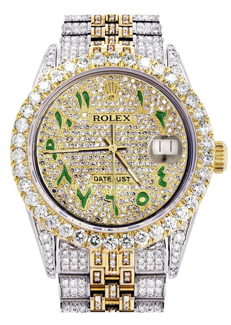 iced out diamond rolex watch